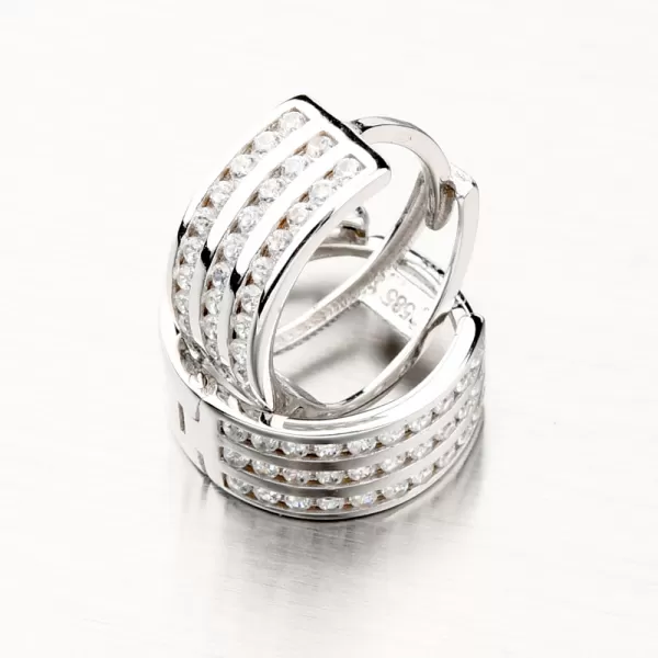 Dámské náušnice bílé zlato 585 zirkon kroužky PKL12-027B