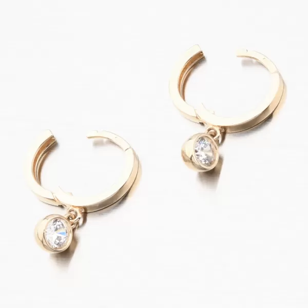 Dámské náušnice žluté zlato 585 zirkon kroužky 12-699