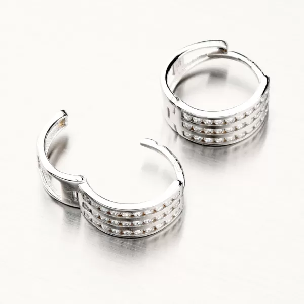 Dámské náušnice bílé zlato 585 zirkon kroužky PKL12-027B