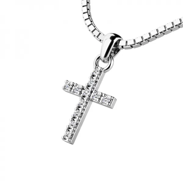Přívěsek - křížek s brilianty 140018-02-B-DIA