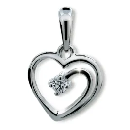 Přívěsek srdce zlato 585 s přírodním diamantem 0,060ct DF1602