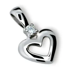 Dámský přívěsek bílé zlato 585/000 přírodní diamant 0.060 ct G/SI - srdce DF1603