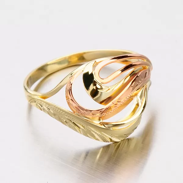 Dámský prsten zlato mix 585 ručním rytím 51P-505