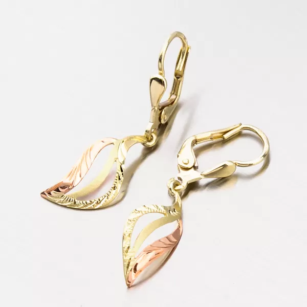 Dámské náušnice žluté zlato 585 s ručním rytím 52NK-044