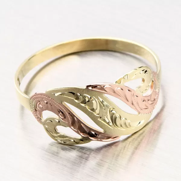 Dámský prsten žluté zlato 585 Klasik ručně rytý 51P-564