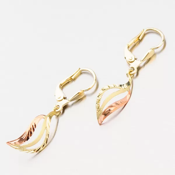 Dámské náušnice žluté zlato 585 s ručním rytím 52NK-044