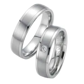 Snubní prsteny ocel přírodní diamant 0.060 ct G/SI ST20030
