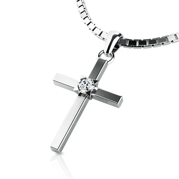 Dámský přívěsek bílé zlato 585/1000 kříž 10872-B-ZIR