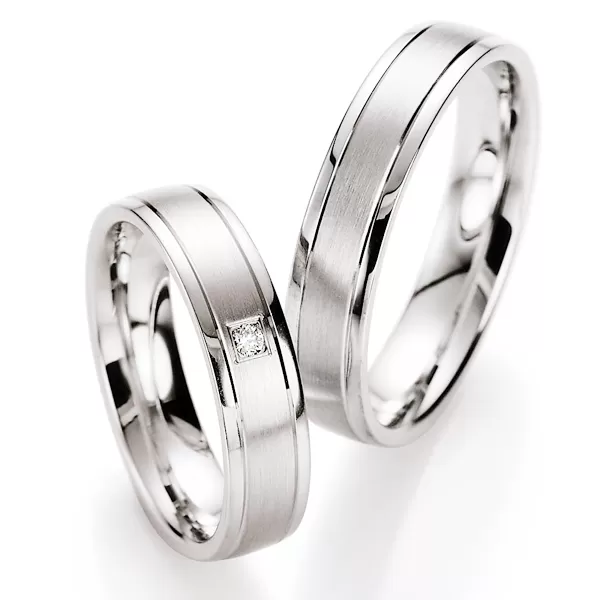 Snubní prsteny stříbrné s diamantem S10030