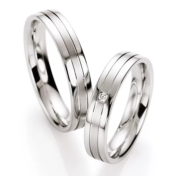 Snubní prsteny stříbrné s diamantem S10130