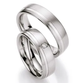 Snubní prsteny ocel přírodní diamant 0.045 ct ST123