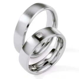 Snubní prsteny ocel přírodní diamant 0.045 ct ST124
