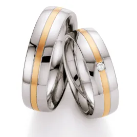 Snubní prsteny ocel přírodní diamant 0.030 ct zlatem ST137