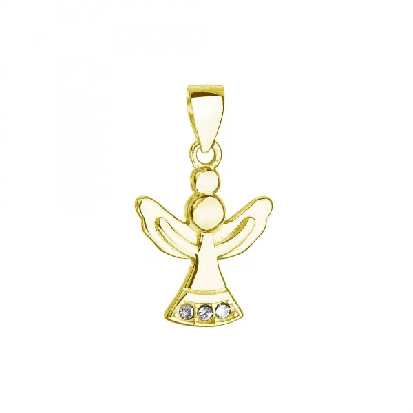 Pozlacený stříbrný anděl se Swarovski krystaly bílý 32078.1