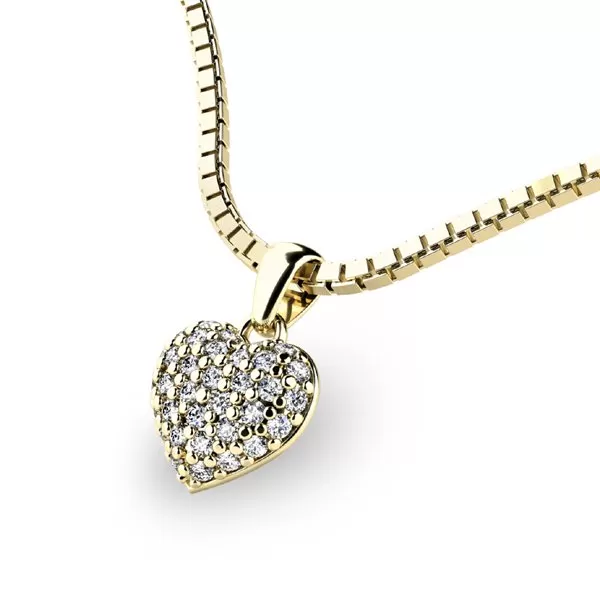 Zlatý přívěšek srdce ze žlutého zlata se zirkony 10923-ZL-ZIR
