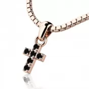 Zlatý křížek s černými zirkony 140027-CV-Black-ZIR