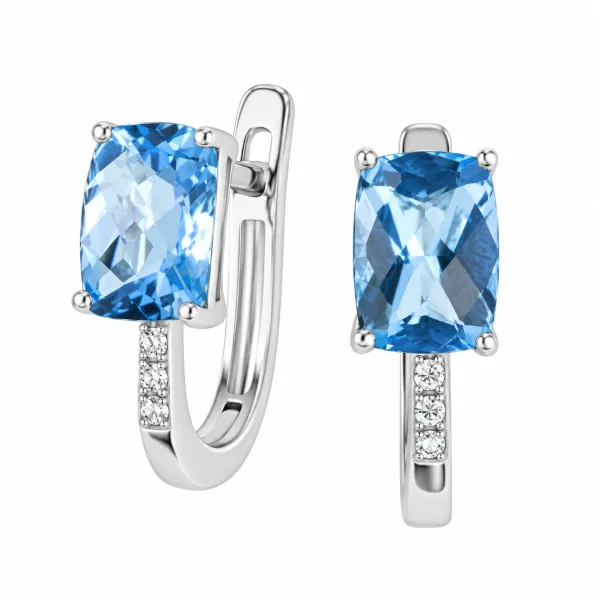 Dámské náušnice bílé zlato 585/1000 přírodní diamant 1.80 ct a topaz GKW48535TPZ