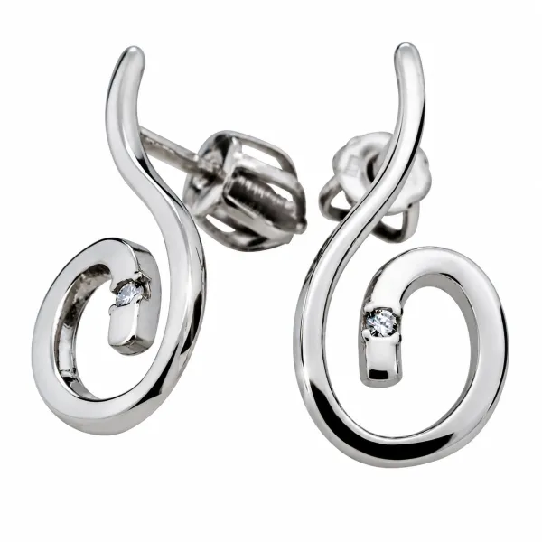 Dámské náušnice bílé zlato 585/1000 přírodní diamant 0.020 ct G/SI DF2022