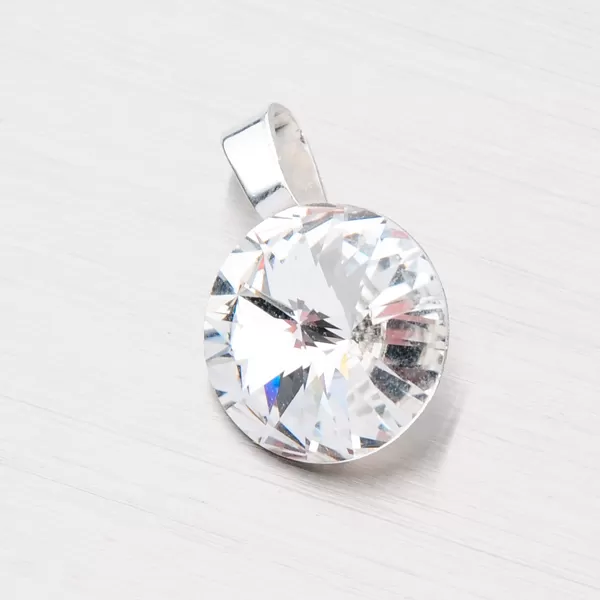 Stříbrný přívěsek s bílým krystalem 12 mm D113B-JK