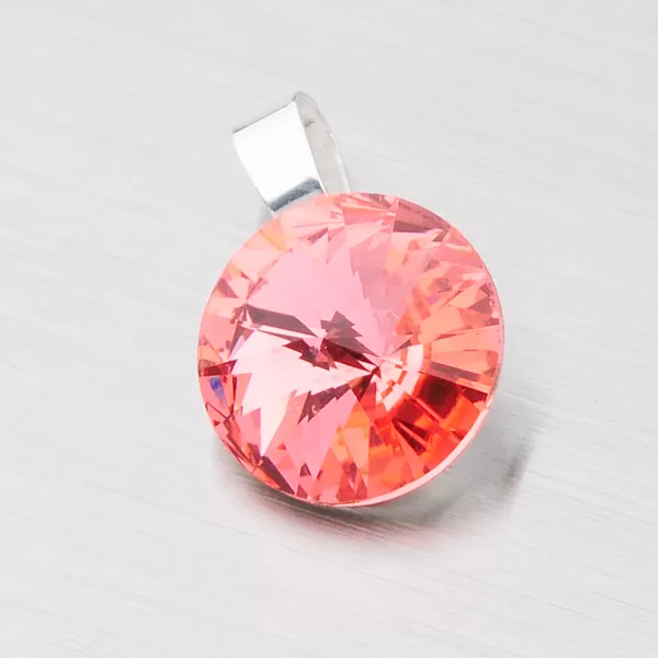 Přívěsek s oranžovorůžovým krystalem 12 mm D113ORS-JK