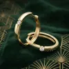 Dámské náušnice žluté zlato 585/1000 přírodní diamant 0.086 ct G/SI kruhy 10915-ZL-DIA