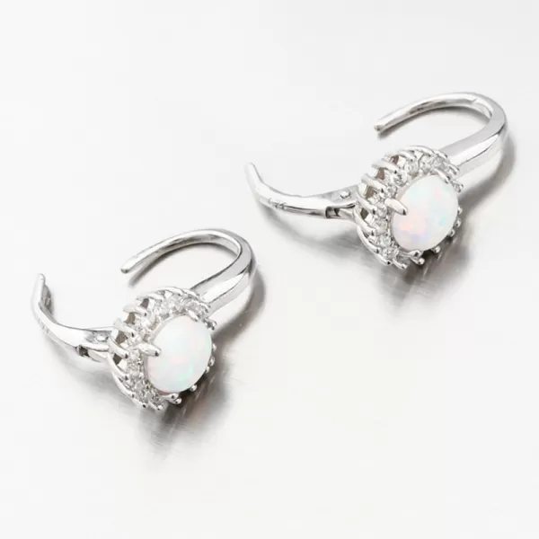 Stříbrné náušnice s bílým opálem a se zirkony