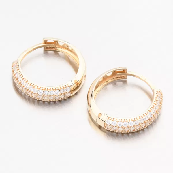 Dámské náušnice žluté zlato 585 zirkon kruhy 163P-122346