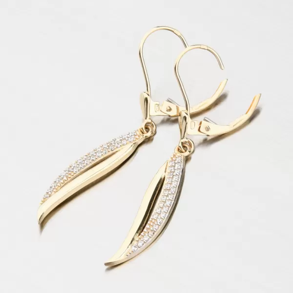 Dámské náušnice žluté zlato 585 visací se zirkony 52GZ-8046-ZL-ZIR