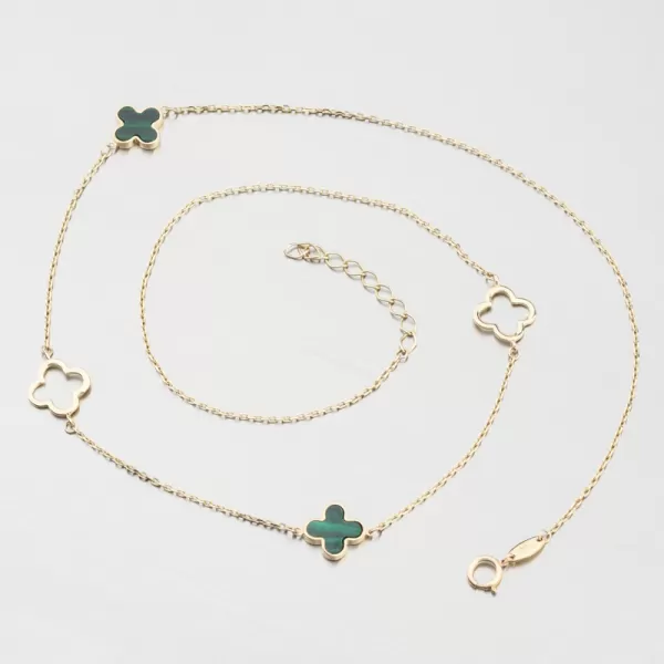 Dámský náhrdelník žluté zlato 585 čtyřlístek 15R-055