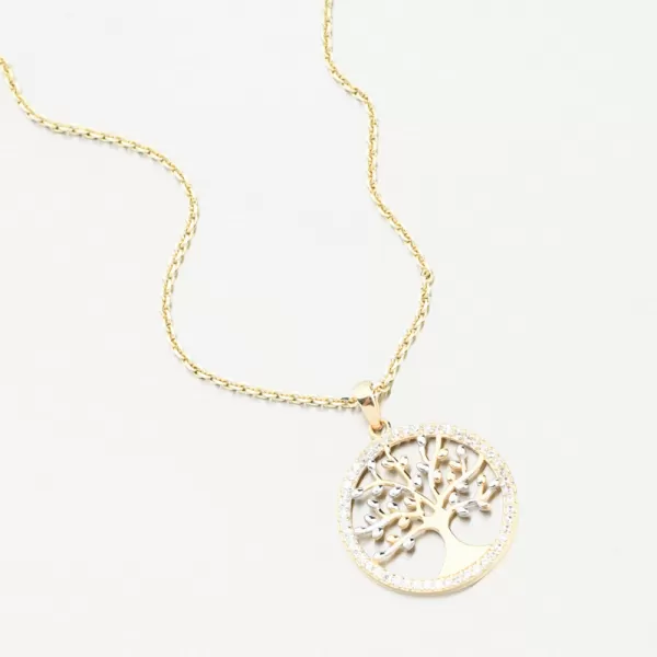 Dámský přívěsek žluté zlato 585 zirkon strom života 43-21990