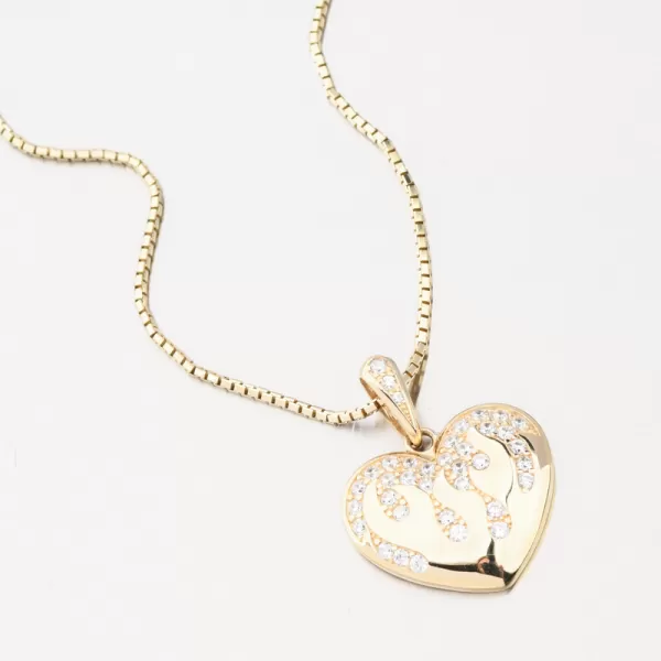 Velké zlaté srdce se zirkony DZ2403-ZIR