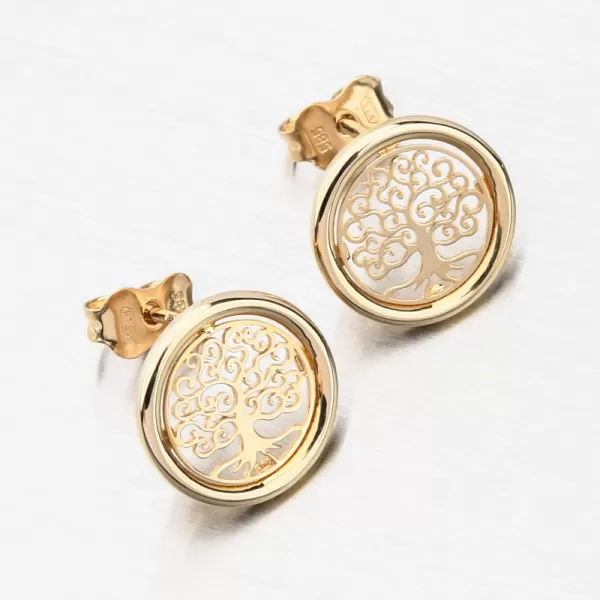 Zlaté náušnice pecky strom života 143P-121815