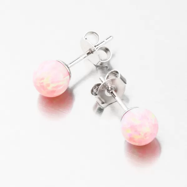 Stříbrné náušnice pecky s růžovým opálem UPST-121737-6
