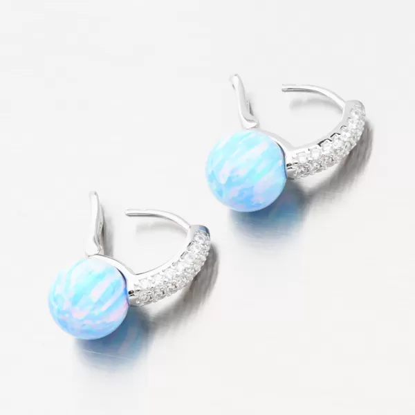 Stříbrné náušnice se světle modrým opálem a se zirkony PKL-2167