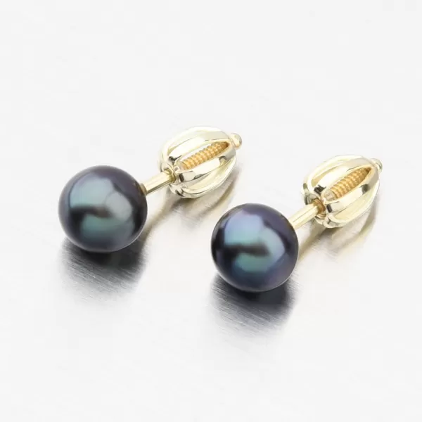 Zlaté náušnice pecky s perlou 52GZ-3006-ZL-SR-Black