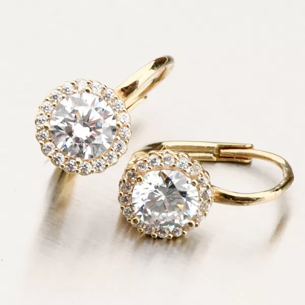 Dámské náušnice žluté zlato 585 se zirkony 12R-759