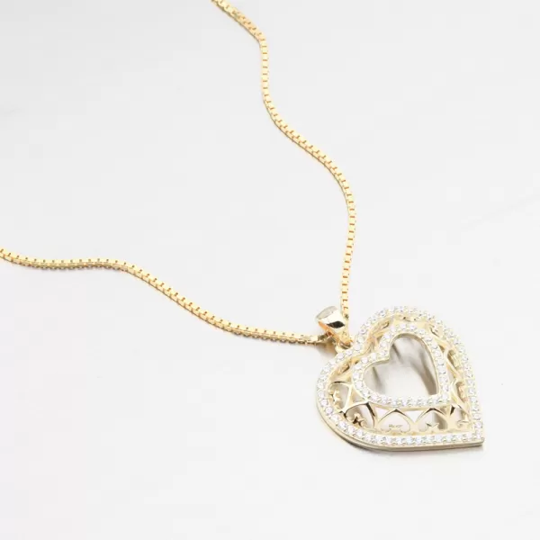 Dámský přívěsek stříbro 925 zirkon zlacené srdce PKL-3168