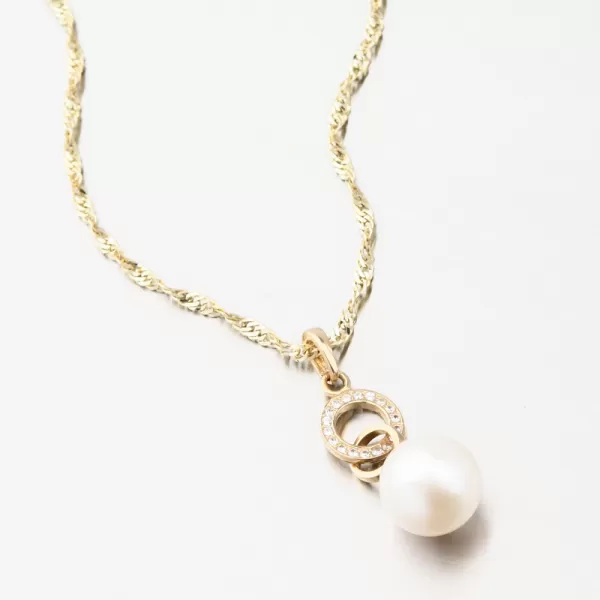 Zlatý přívěsek s perlou a se zirkony 53GZZ-3123Z