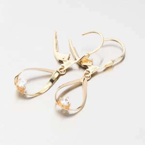 Dámské náušnice žluté zlato 585 zirkon visací 12R-731