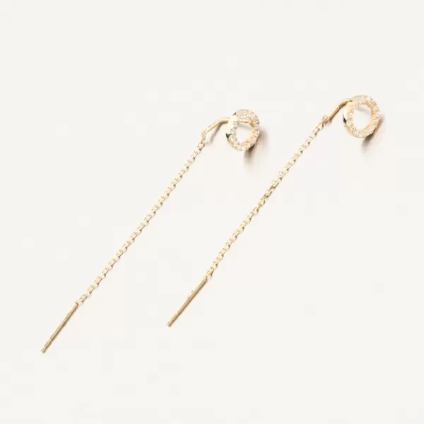 Dámské náušnice žluté zlato 585 řetízkové se zirkony 163P-122579