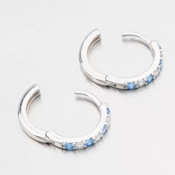 Dámské náušnice stříbro 925 zirkon kruhy s modré kameny PKL-2268