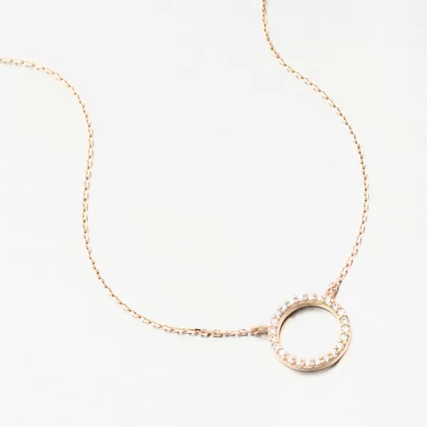 Náhrdelník v růžovém zlatě DZF 4369-CV-ZIR