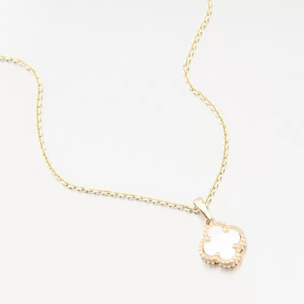 Dámský přívěsek žluté zlato 585 čtyřlístek s perletí 13R-425