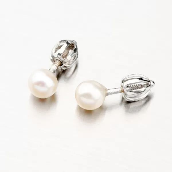 Náušnice z bílého zlata s perlou 52GZ-3005B-SR
