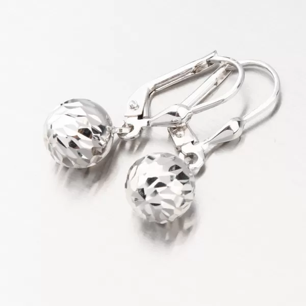 Visací náušnice kuličky z bílého zlata 585 GCA12-007