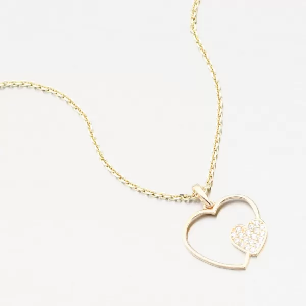Zlatý přívěsek srdce se zirkony 13R-420