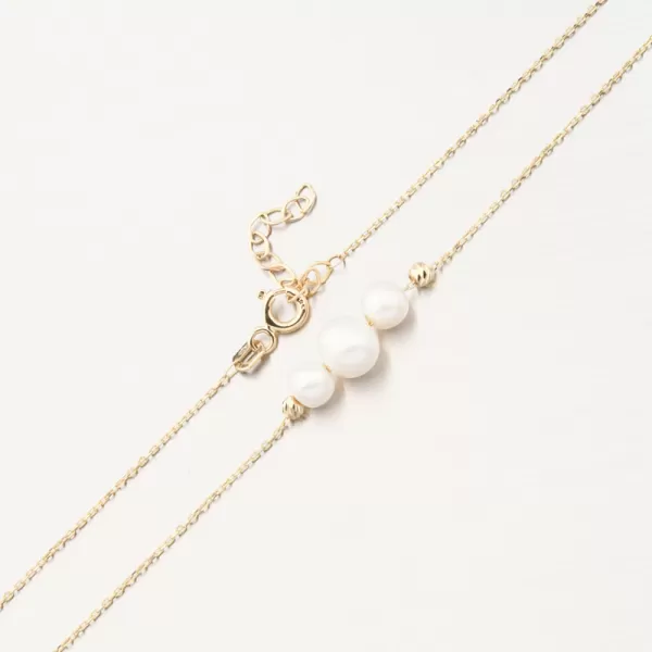 Dámský náhrdelník žluté zlato 585 s perlami 164P-152178