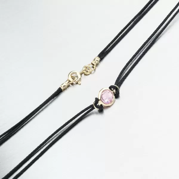 Šňůrkový náhrdelník se zlatým přívěskem LT15-001-ZL-PINK