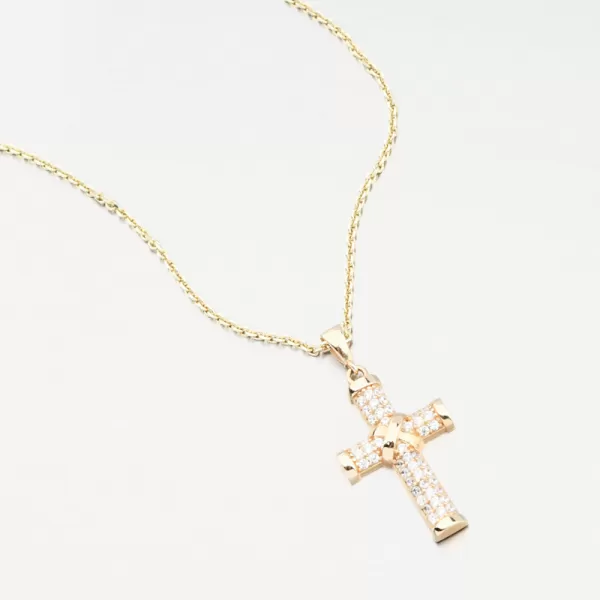 Přívěsek žluté zlato 585 zirkon kříž 13R-423