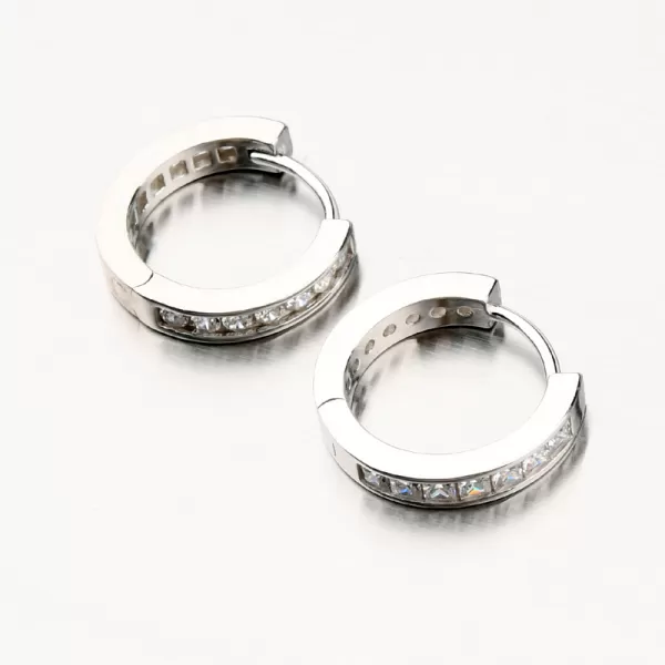 Oboustranné stříbrné náušnice kruhy se zirkony PKL-2132